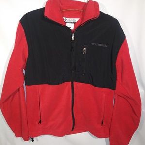Columbia Red/Black Fleece Zip Sweater